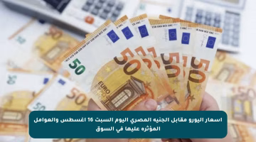 أسعار اليورو مقابل الجنيه المصري اليوم السبت 16 أغسطس والعوامل المؤثرة عليها في السوق